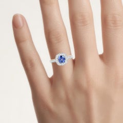 Blue Sapphire Ring With Diamonds 1.28 Carats 18K Yellow Gold