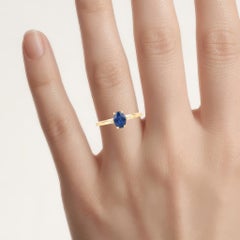Blue Sapphire Ring With Diamonds 0.96 Carats 10K Yellow Gold