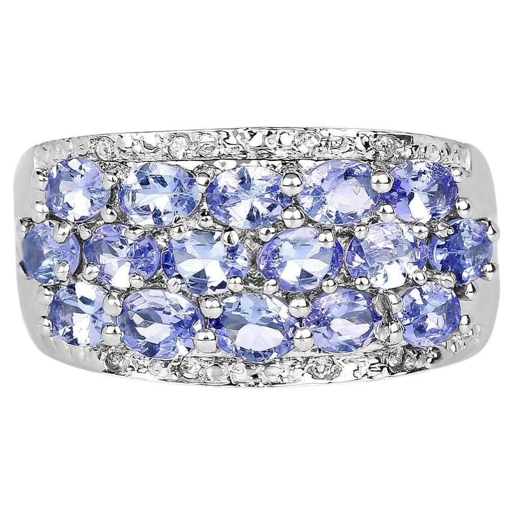 Anello con tanzanite e diamanti da 2.72 carati, argento sterling