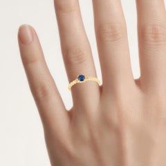 Blue Sapphire Ring With Diamonds 0.27 Carats 10K Yellow Gold