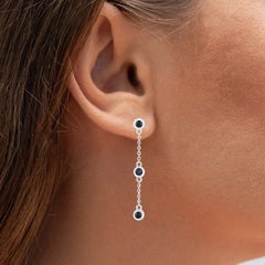 Blue Sapphire Earrings 0.64 Carats Sterling Silver