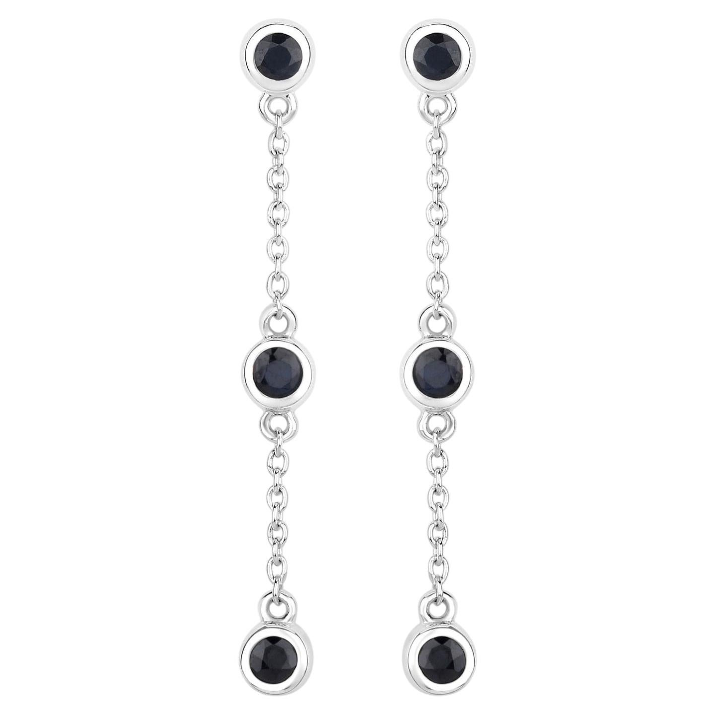 Ohrringe mit blauem Saphir, 0,64 Karat, Sterlingsilber