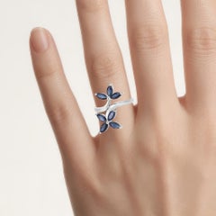 Blue Sapphire Ring 1.74 Carats Sterling Silver