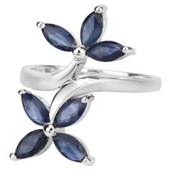 Blue Sapphire Ring 1.74 Carats Sterling Silver