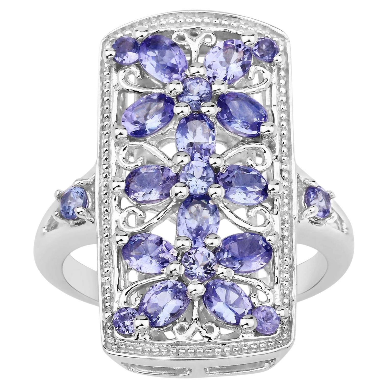 Anello con tanzanite da 2.48 carati in argento sterling