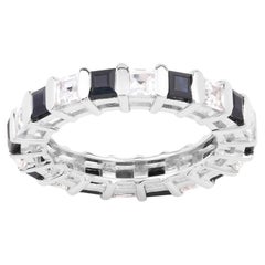 Blue Sapphire Ring With White Topaz 3.56 Carats Sterling Silver
