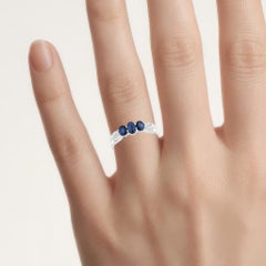 Blue Sapphire Ring With Diamonds 0.68 Carats 14K White Gold