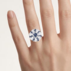 Blue Sapphire Ring With White Topaz 1.68 Carats Sterling Silver