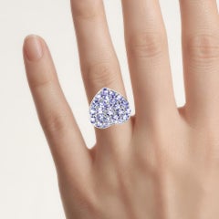 Anillo de corazón con tanzanita de 3,88 quilates, plata de ley