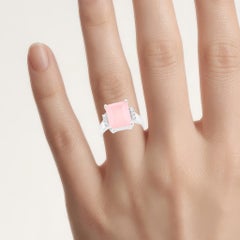 Rose Quartz Ring With White Topaz 5.7 Carats Sterling Silver