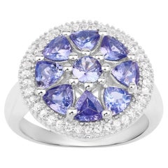 Anello con tanzanite e topazio bianco da 2.22 carati, argento sterling