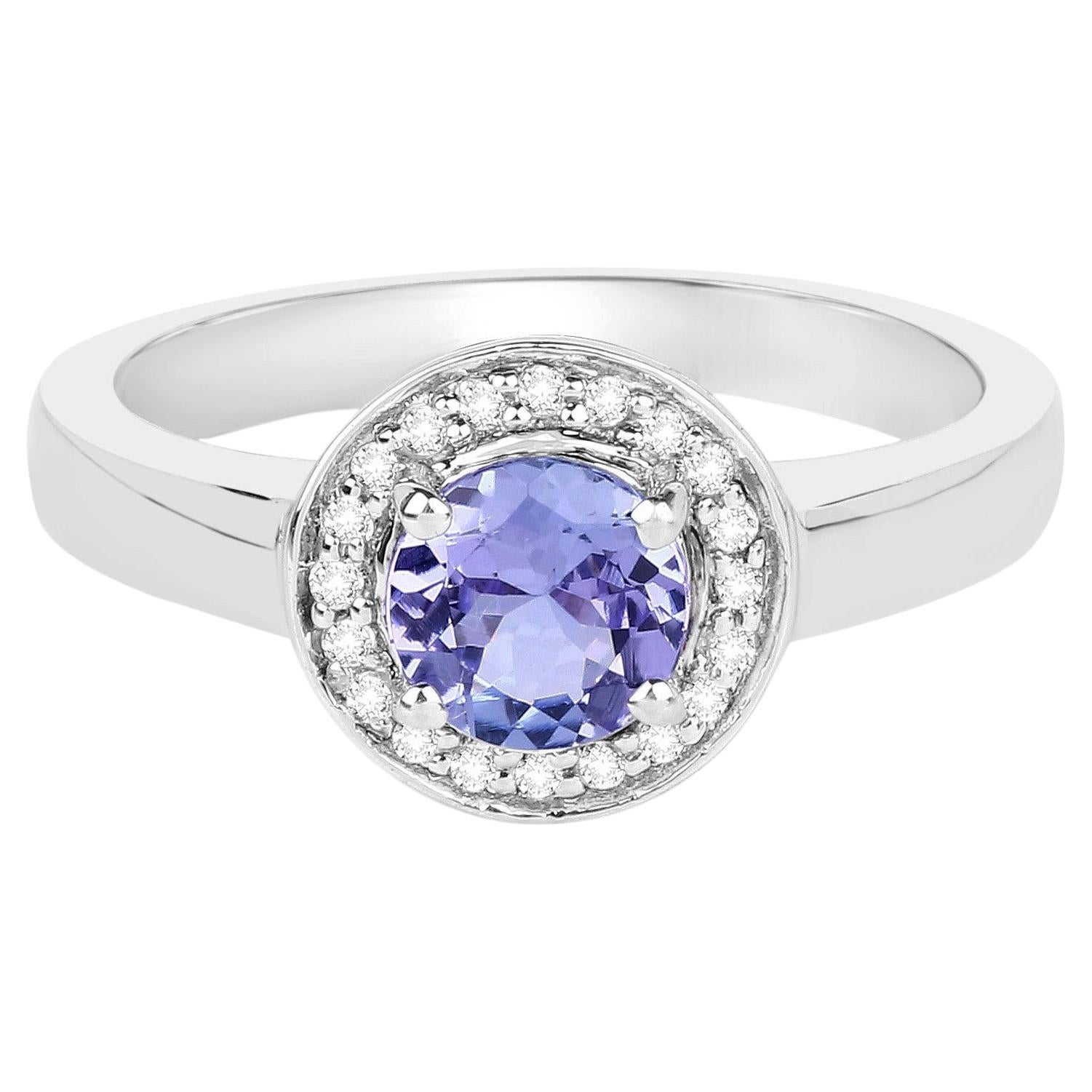 Tanzanite Ring With White Topaz 1.02 Carats Sterling Silver