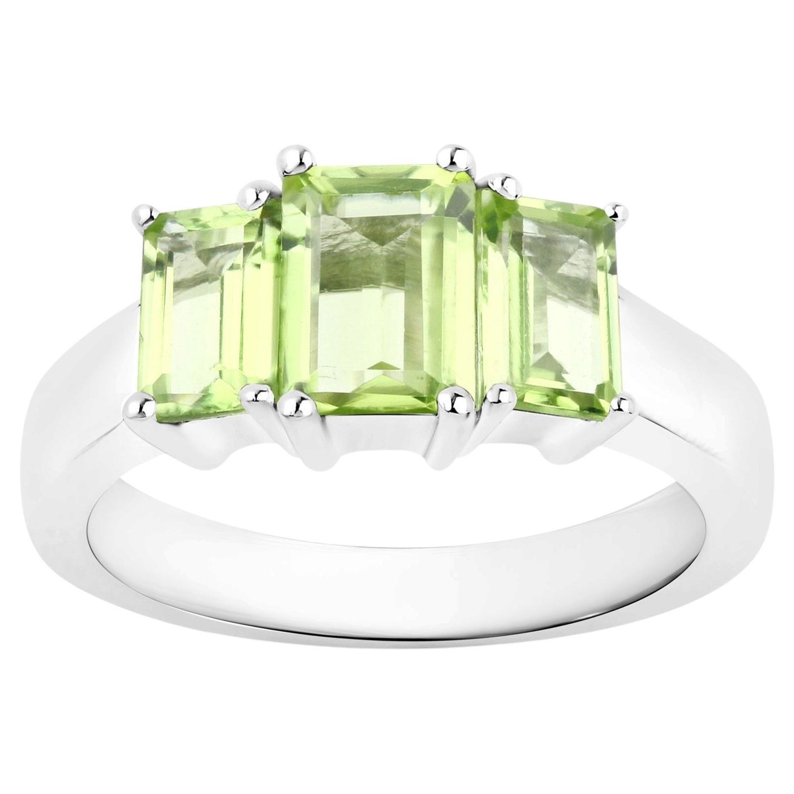Peridot Ring 2.06 Carats Sterling Silver