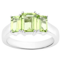 Peridot Ring 2.06 Carats Sterling Silver