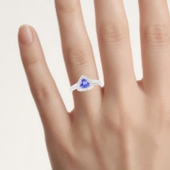 Tanzanite Ring With White Topaz 1 Carats Sterling Silver