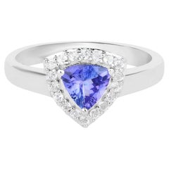 Tanzanite Ring With White Topaz 1 Carats Sterling Silver