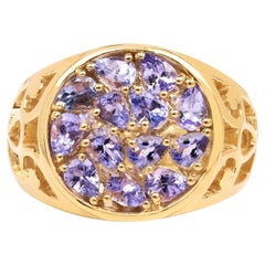 Tanzanite Ring 1.8 Carats Gold Plated Silver