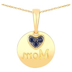 Blue Sapphire Mother Pendant 0.18 Carats Gold Plated Silver