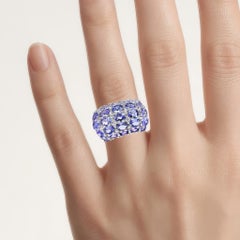 Tanzanite Ring With White Topaz 7.24 Carats Sterling Silver