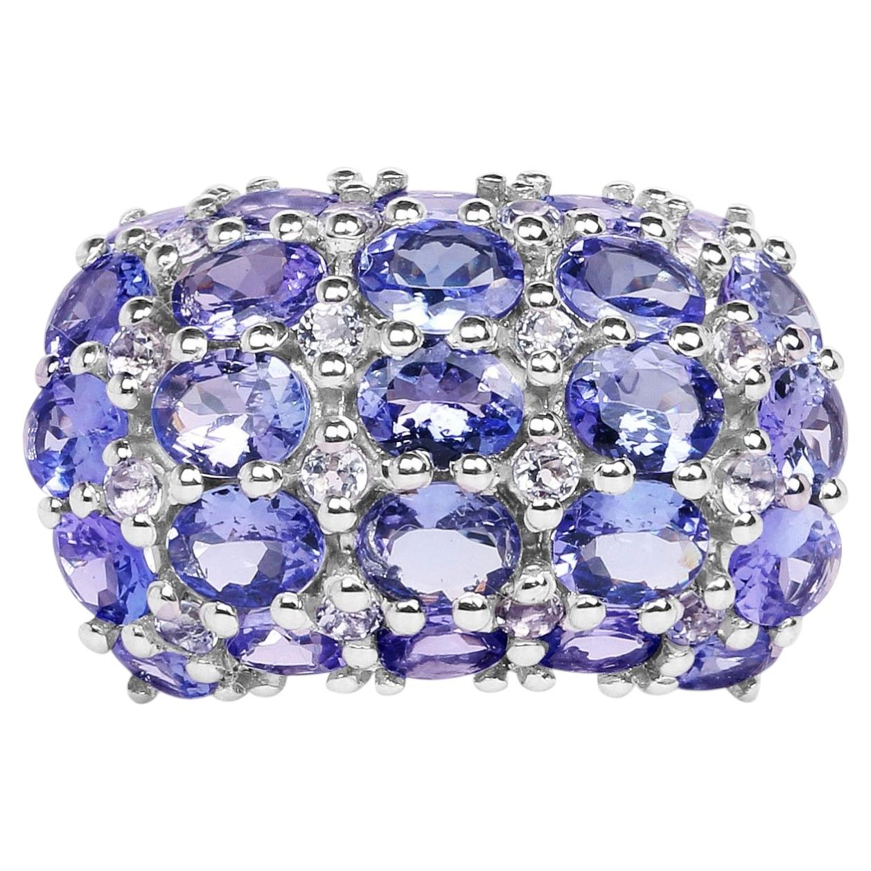 Anello con tanzanite e topazio bianco da 7.24 carati, argento sterling