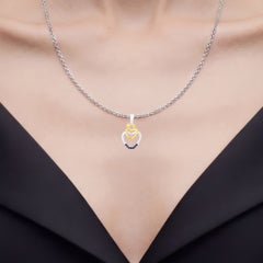 Blue Sapphire Heart Pendant 0.12 Carats Gold Plated Silver