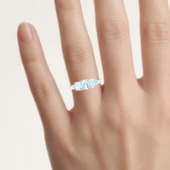 Bague en argent massif sertie d'une aigue-marine et de diamants (0,91 carat)