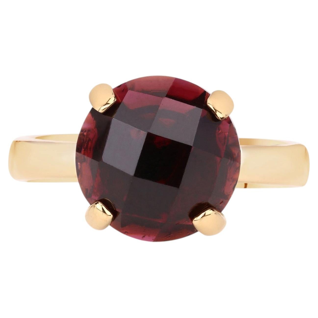 Garnet Ring 7.36 Carats Gold Plated Silver