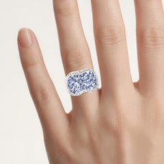 Anillo de tanzanita con topacio blanco de 2.58 quilates, en plata de ley