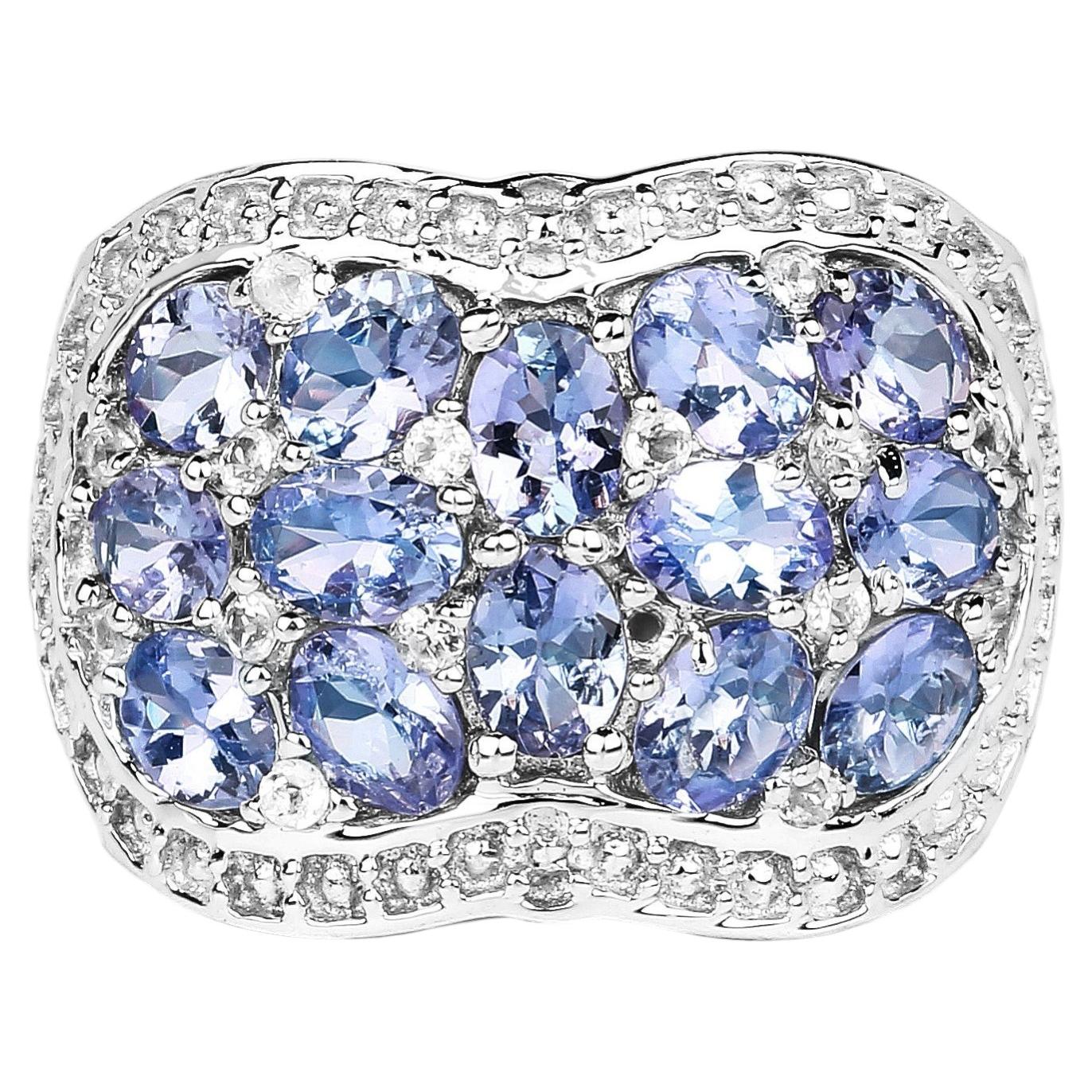 Anello con tanzanite e topazio bianco da 2.58 carati, argento sterling in vendita