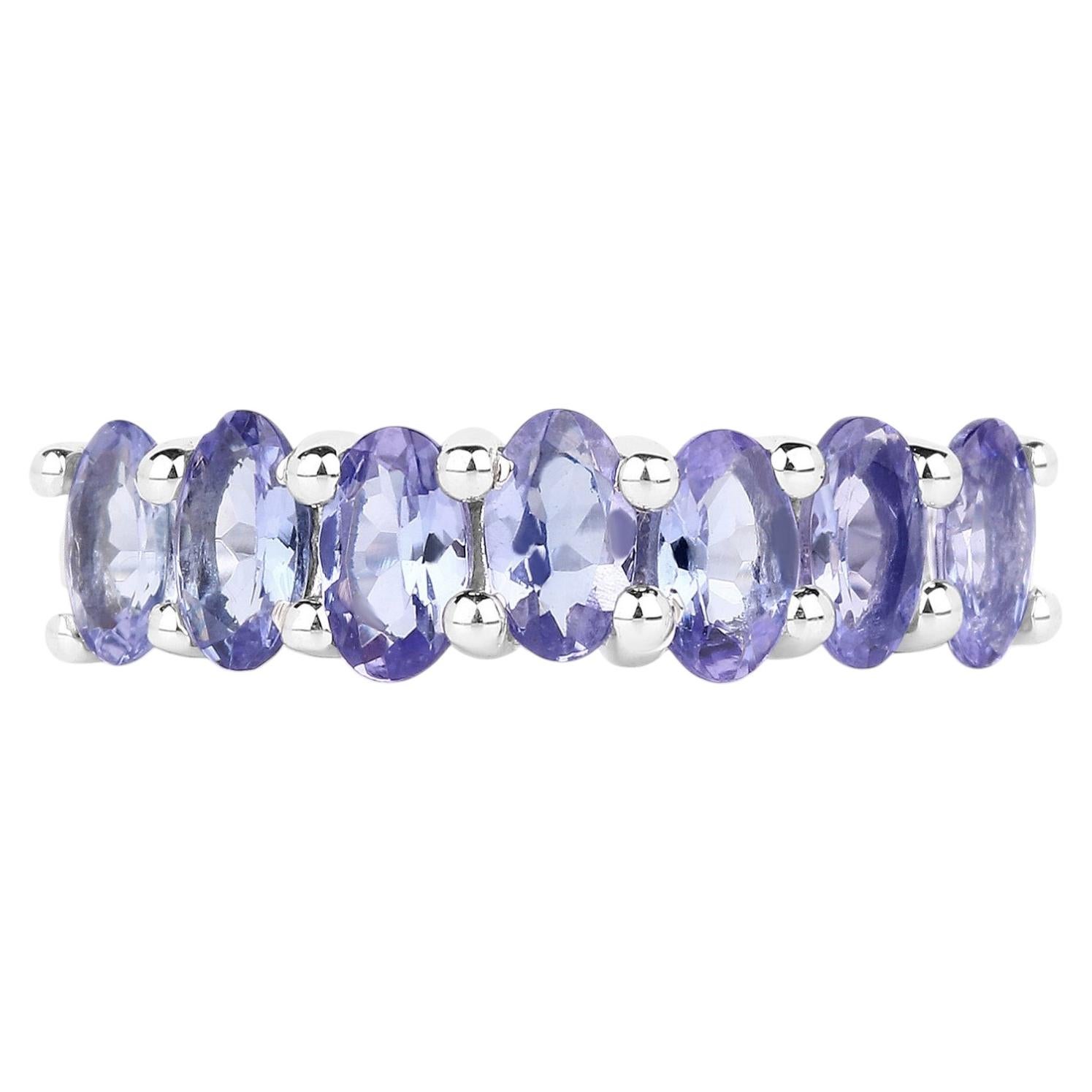 Tanzanite Ring 1.74 Carats Sterling Silver For Sale