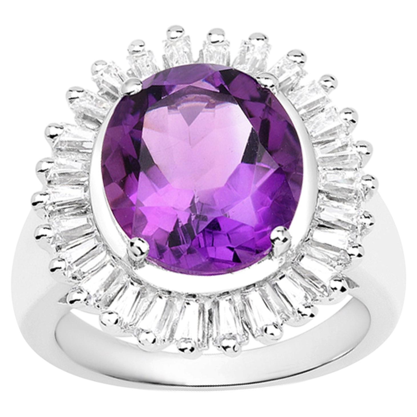 Anello con ametista e topazio bianco da 5.32 carati A. Silver