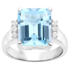 Blauer Topas Ring mit weißem Topas 4.86 Karat Sterling Silber