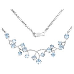 Collana di Topazio Blu 7.32 Carati in Argento Sterling