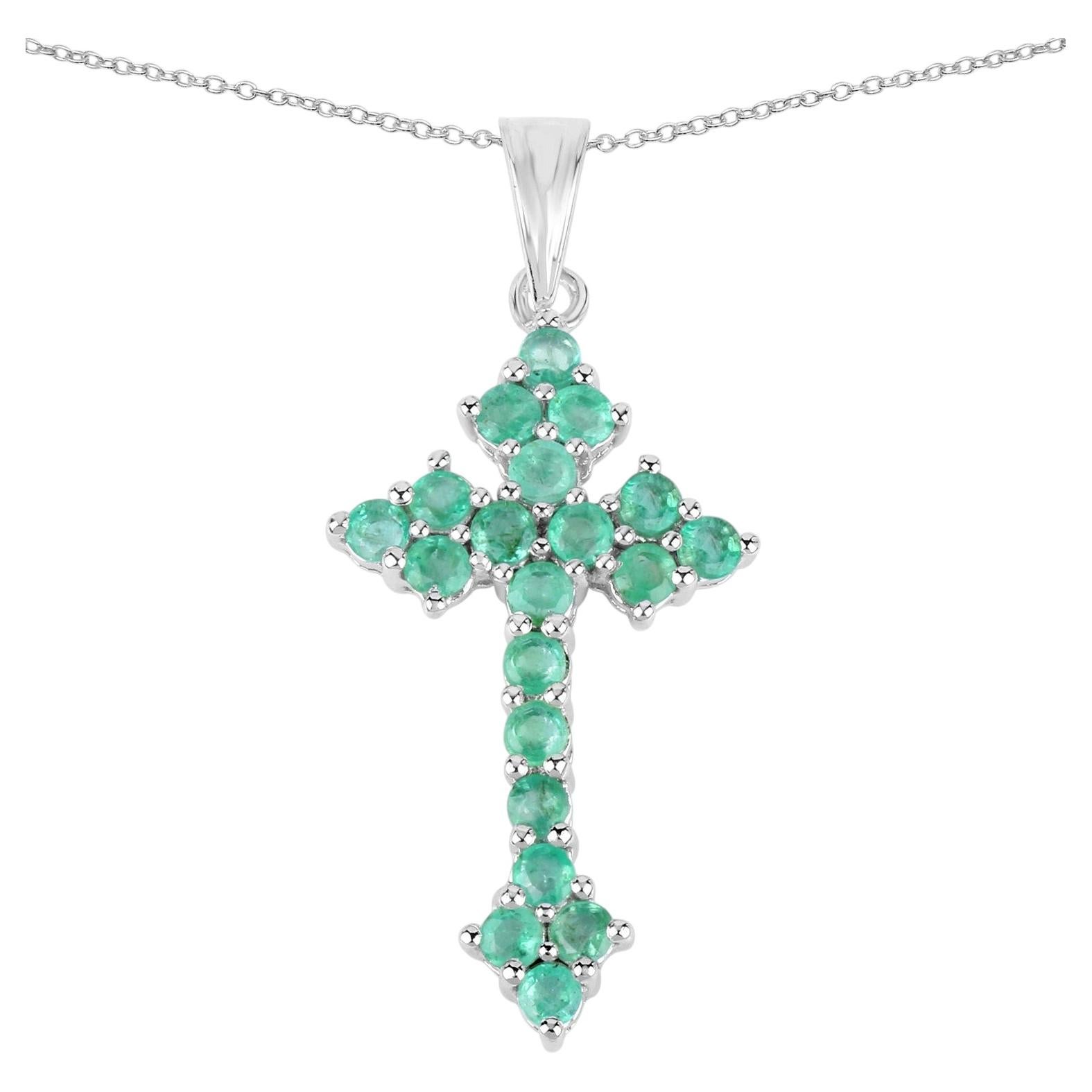 Zambian Emerald Pendant 1.98 Carats Sterling Silver For Sale