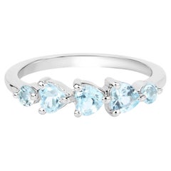 Anillo Topacio Azul 1.18 Quilates Plata de Ley