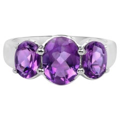 Amethyst Ring 3.16 Carats Sterling Silver