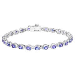 Tansanit-Tennisarmband 4.58 Karat Sterlingsilber