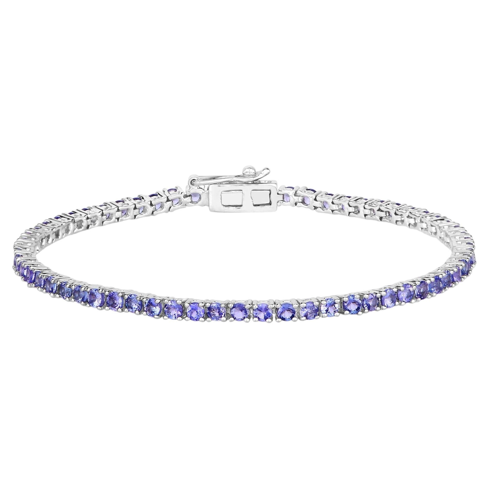 Tanzanite Tennis Bracelet 4.32 Carats Sterling Silver