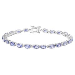 Tansanit-Tennisarmband 9.66 Karat Sterlingsilber