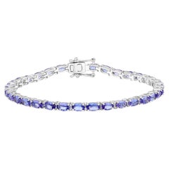 Tansanit-Tennisarmband 8.74 Karat Sterlingsilber