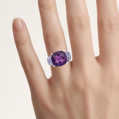 Amethyst Ring With Tanzanite 6.32 Carats Sterling Silver