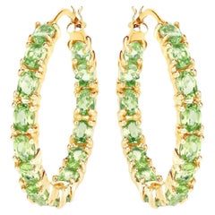 Pendientes de aro de peridoto 5,08 quilates Plata chapada en oro
