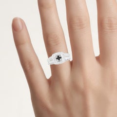 Black Diamond Ring With White Diamonds 0.16 Carats Sterling Silver