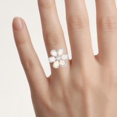 Anello con opale etiope e topazio bianco da 1,68 carati, argento sterling