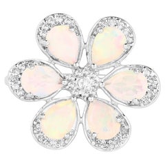Anello con opale etiope e topazio bianco da 1,68 carati, argento sterling