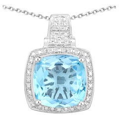 Ciondolo con topazio blu da 6,94 carati in argento sterling