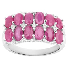 Ruby Ring With White Topaz 3.36 Carats Sterling Silver