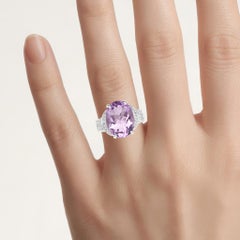 Amethyst Ring With White Topaz 8.94 Carats Sterling Silver