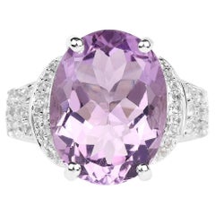 Amethyst Ring With White Topaz 8.94 Carats Sterling Silver