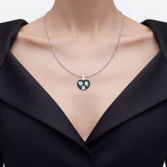 Blue Topaz Pendant With Black Spinel 3.48 Carats Sterling Silver